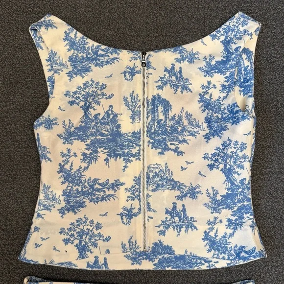 Miaou Imogene Corset in Blue Toile - Picture 6 of 10